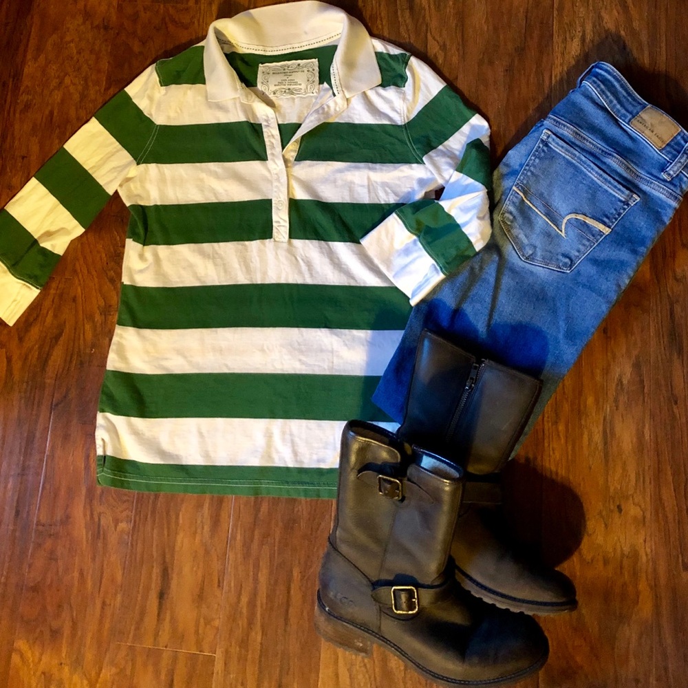 100% Cotton - Rugby Style, 3/4 Sleeve Top